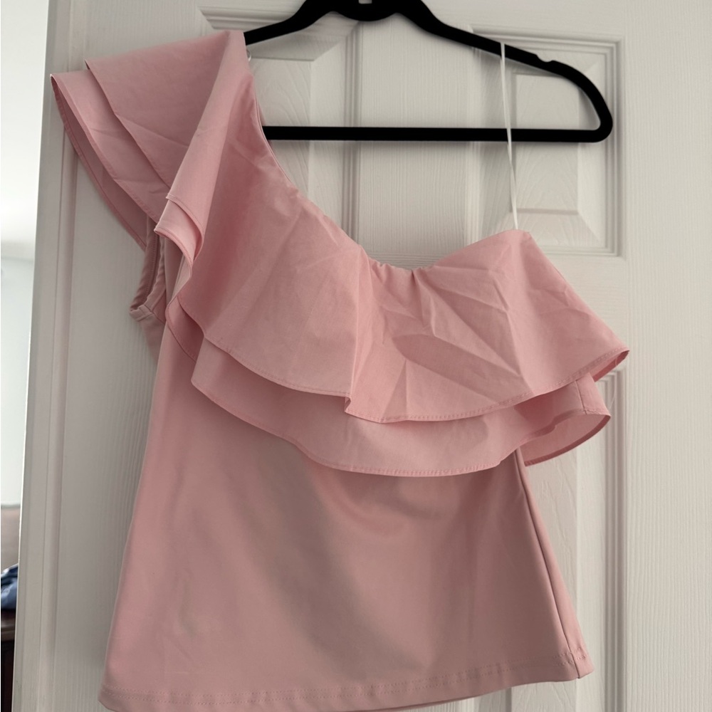 Nordstrom Pink One-Shoulder Ruffle Camisole